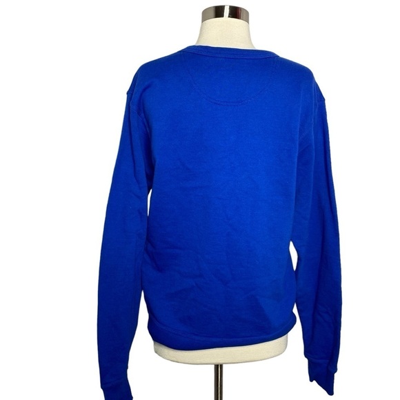 Champion Powerblend Vertical Script Logo Fleece Crew Sweatshirt Blue S - Picture 2 of 4